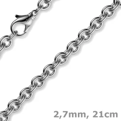 2,7mm Armband Armkette Rundankerkette 585 Gold Weißgold, 21cm Unisex