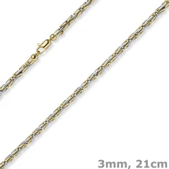 3mm Armband Armkette runde Königskette 585 Gold gelb/weiß bicolor 21cm Unisex