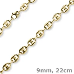 9mm Armband Armkette Schiffsanker Ankerkette 585 Gold Gelbgold 22cm Armschmuck