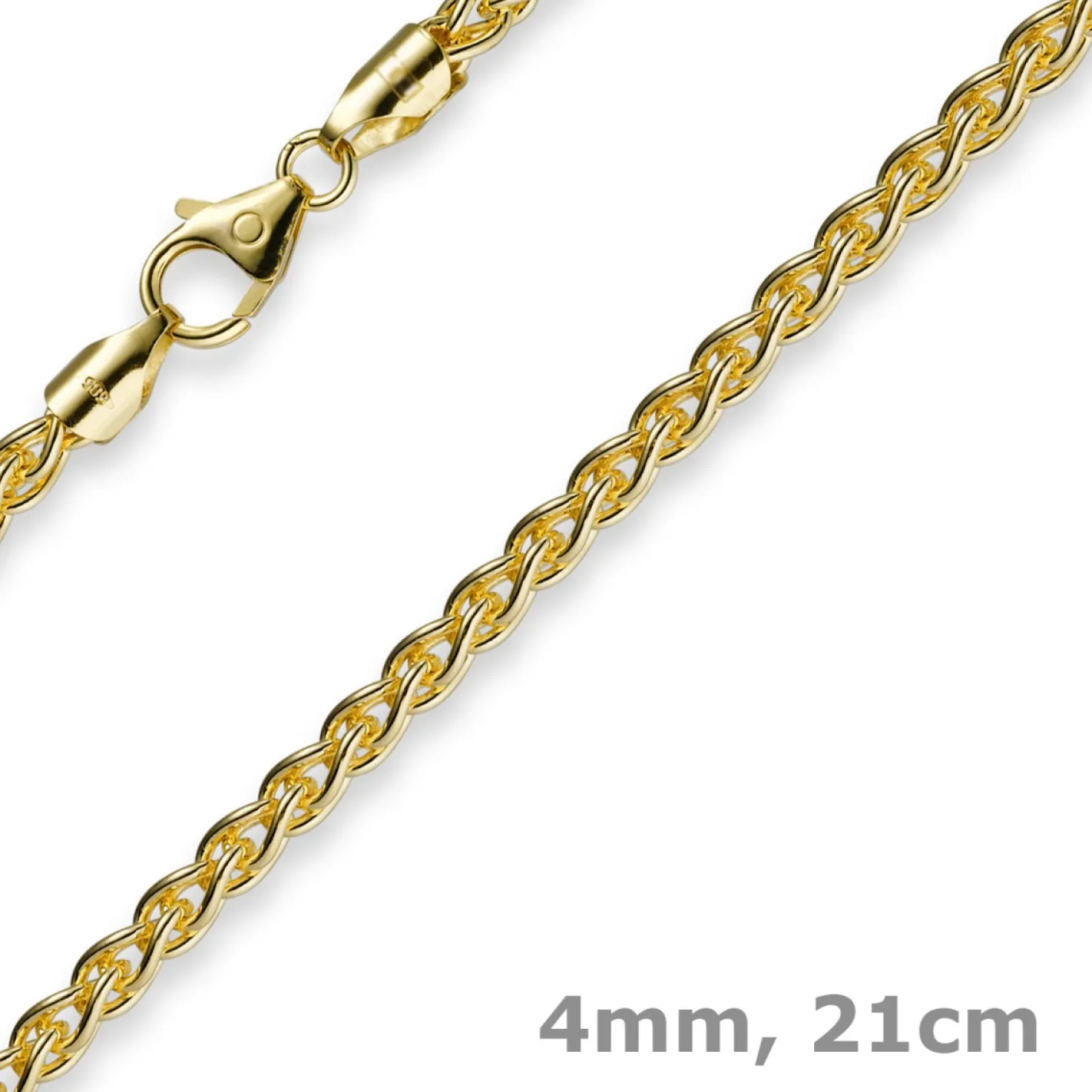 4mm Armband Armkette Zopfkette aus 750 Gold Gelbgold 21cm Unisex Goldarmband