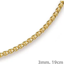 3mm Armband Armkette Zopfkette aus 750 Gold Gelbgold 19cm Unisex Goldarmband