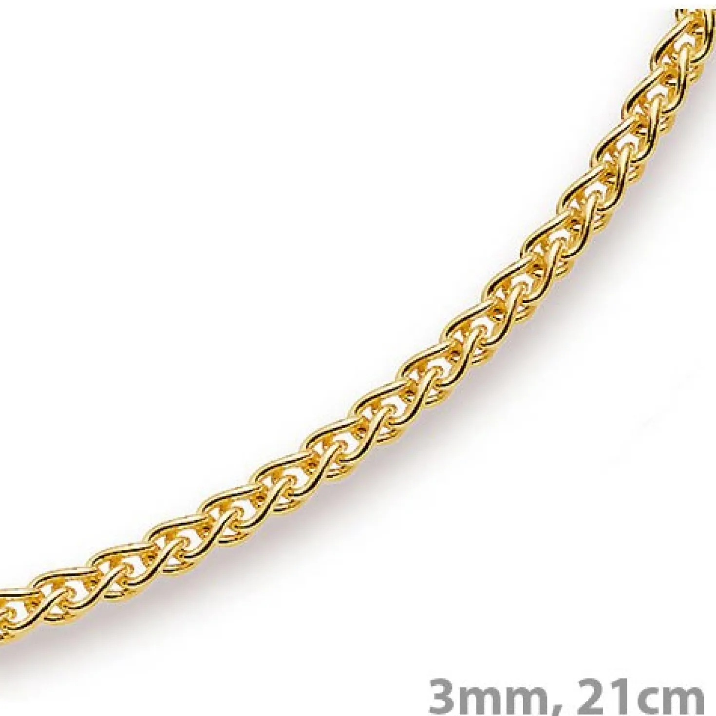 3mm Armband Armkette Zopfkette aus 750 Gold Gelbgold 21cm Unisex Goldarmband