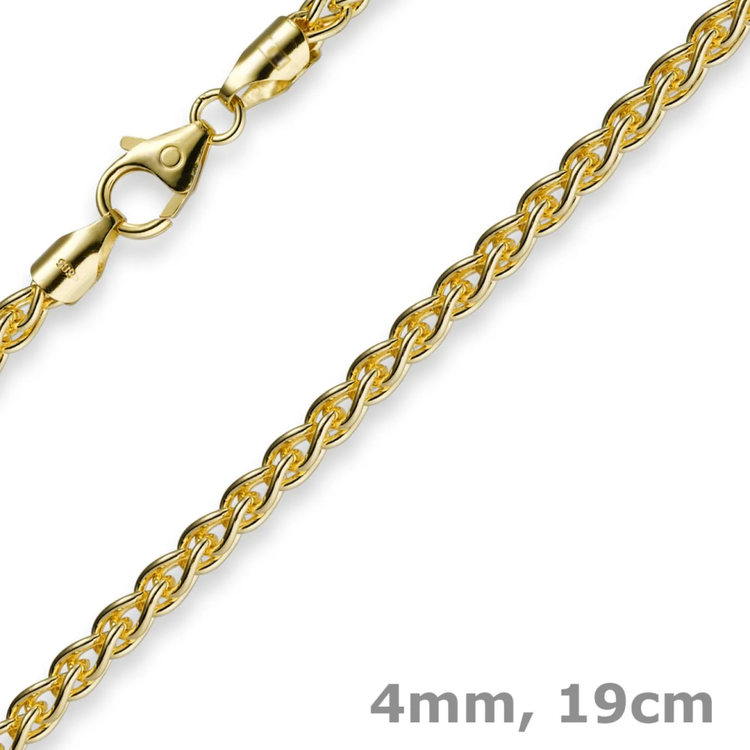4mm Armband Armkette Zopfkette aus 750 Gold Gelbgold 19cm Unisex Goldarmband