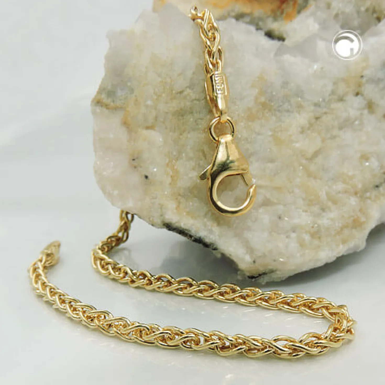 2,3mm Armband Armkette Zopfkette aus 9Kt 375 Gold Gelbgold 19cm