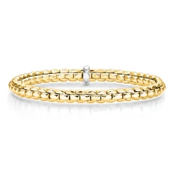 5,5mm Armband Armreif Armschmuck elastisch aus 585 Gold Gelbgold & Weißgold