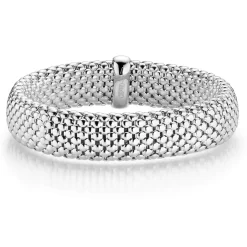 14mm Armband Armreif Armschmuck elastisch aus 750 Gold Weißgold strukturiert