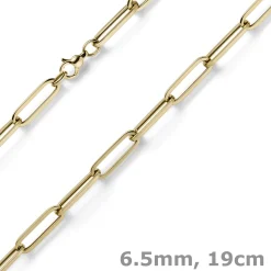 6,5mm Armband Armschmuck Paper Clip aus 585 Gold Gelbgold 19cm