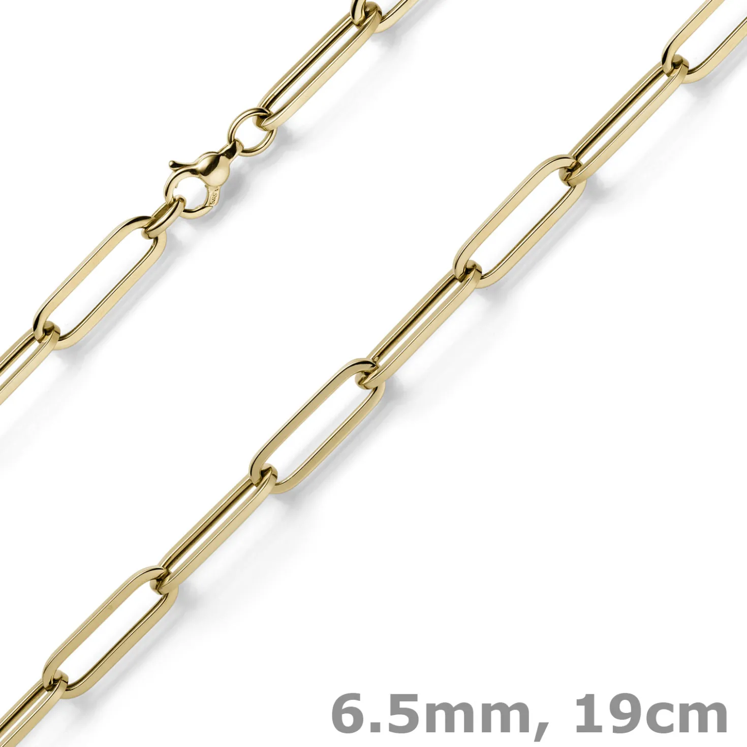 6,5mm Armband Armschmuck Paper Clip aus 585 Gold Gelbgold 19cm