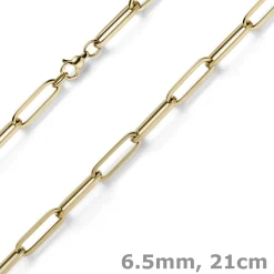 6,5mm Armband Armschmuck Paper Clip Kette aus 585 Gold Gelbgold 21cm