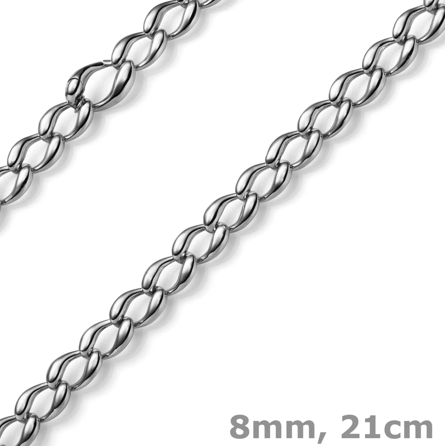 8mm Armband Armschmuck Phantasiekette aus 585 Gold Weißgold glänzend 21cm