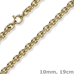 10mm Armband Armschmuck Rund-Ankerkette Ringelkette aus 585 Gold Gelbgold 19cm