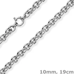 10mm Armband Armschmuck Rund-Ankerkette Ringelkette aus 585 Gold Weißgold 19cm