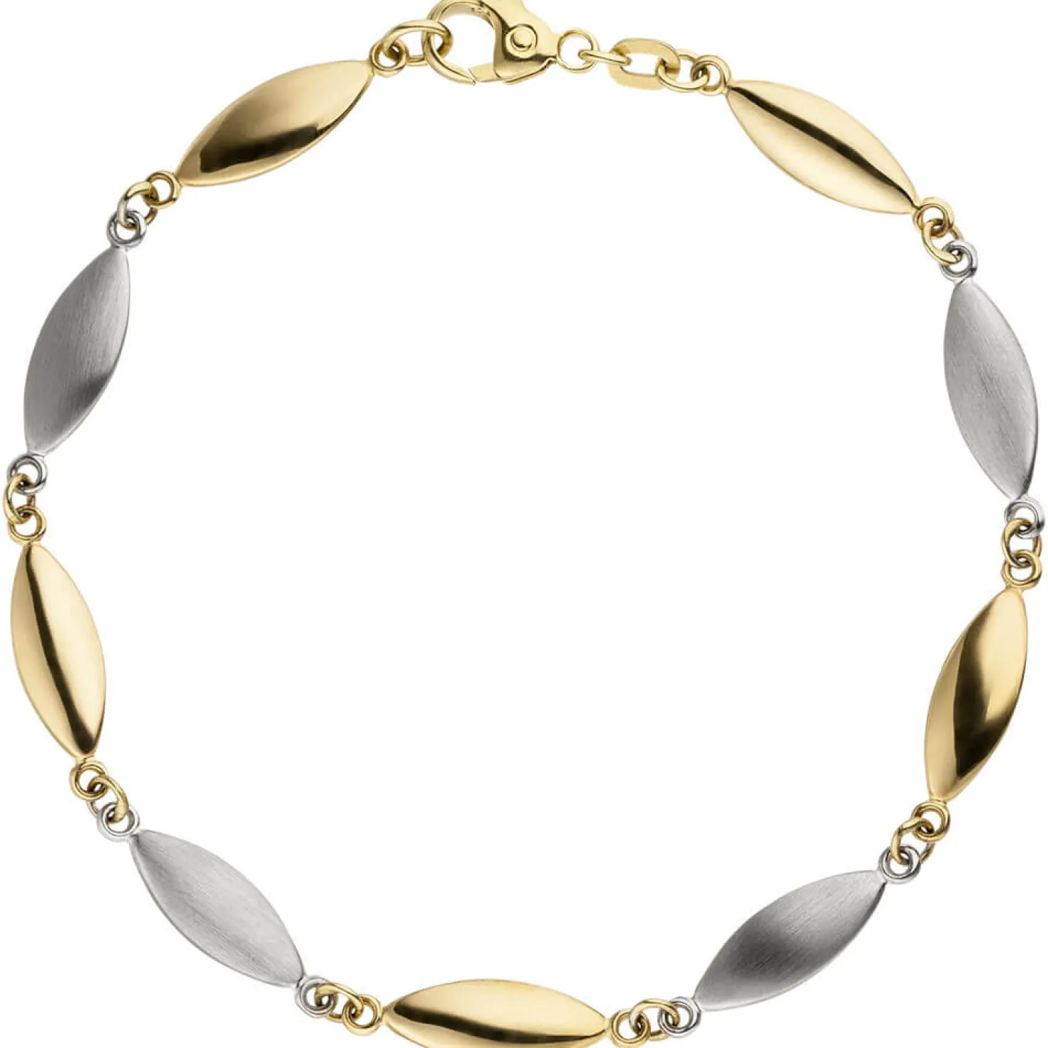 5,5mm Armband Armschmuck spitzoval 585 Gold Gelbgold Weißgold teilmatt 19,5cm