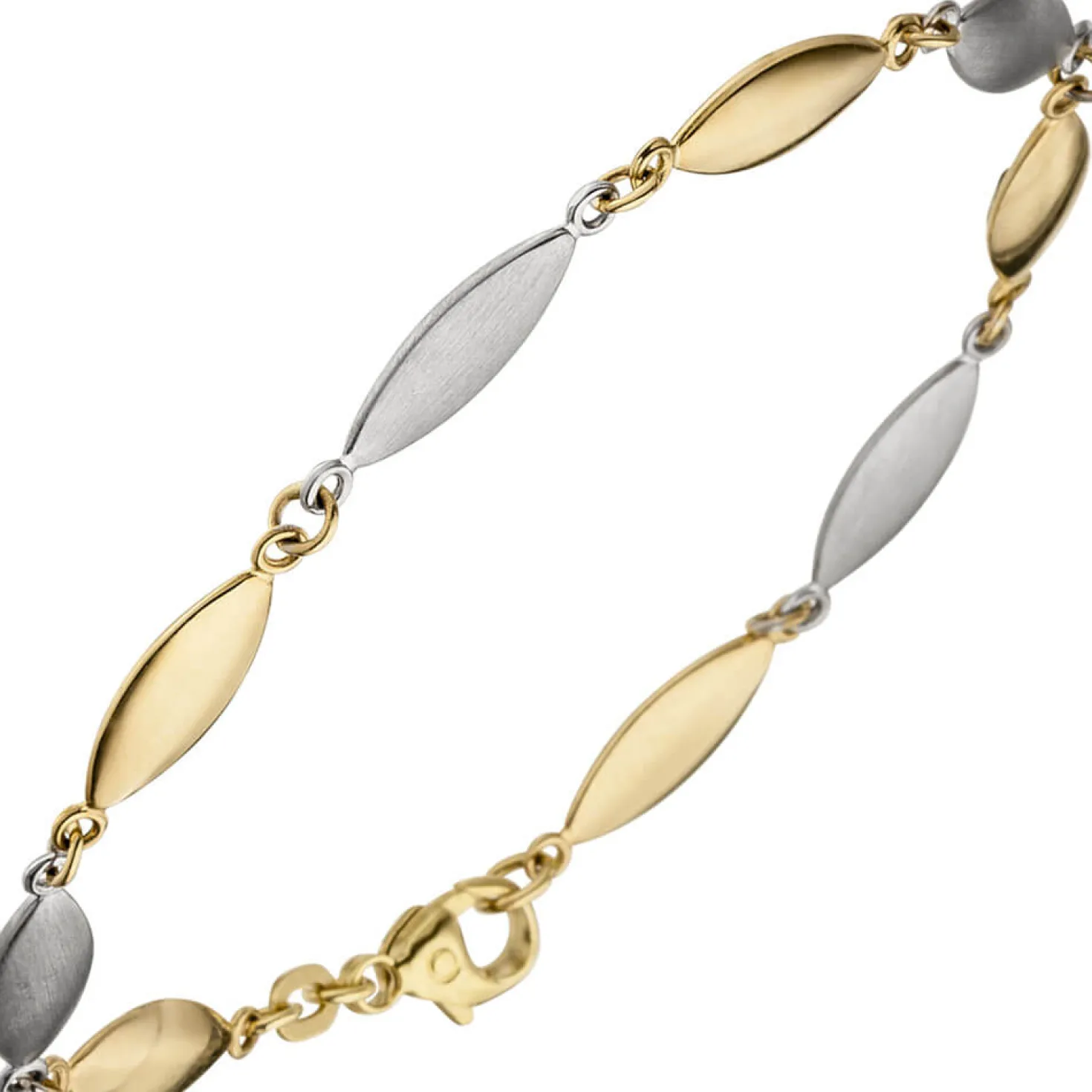 5,5mm Armband Armschmuck spitzoval 585 Gold Gelbgold Weißgold teilmatt 19,5cm