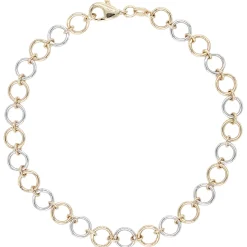 6,1mm Armband aus Kreisen 585 Gold gelb/weiß bicolor 19cm Armkette Armschmuck