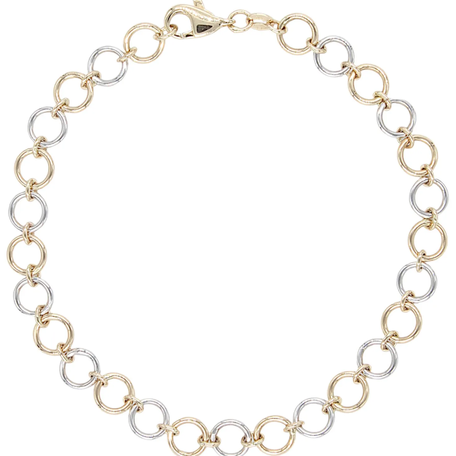 6,1mm Armband aus Kreisen 585 Gold gelb/weiß bicolor 19cm Armkette Armschmuck