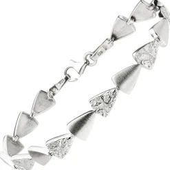 7,7mm Armband aus 925 Silber mattiert & gehämmert 19cm Armschmuck Damen