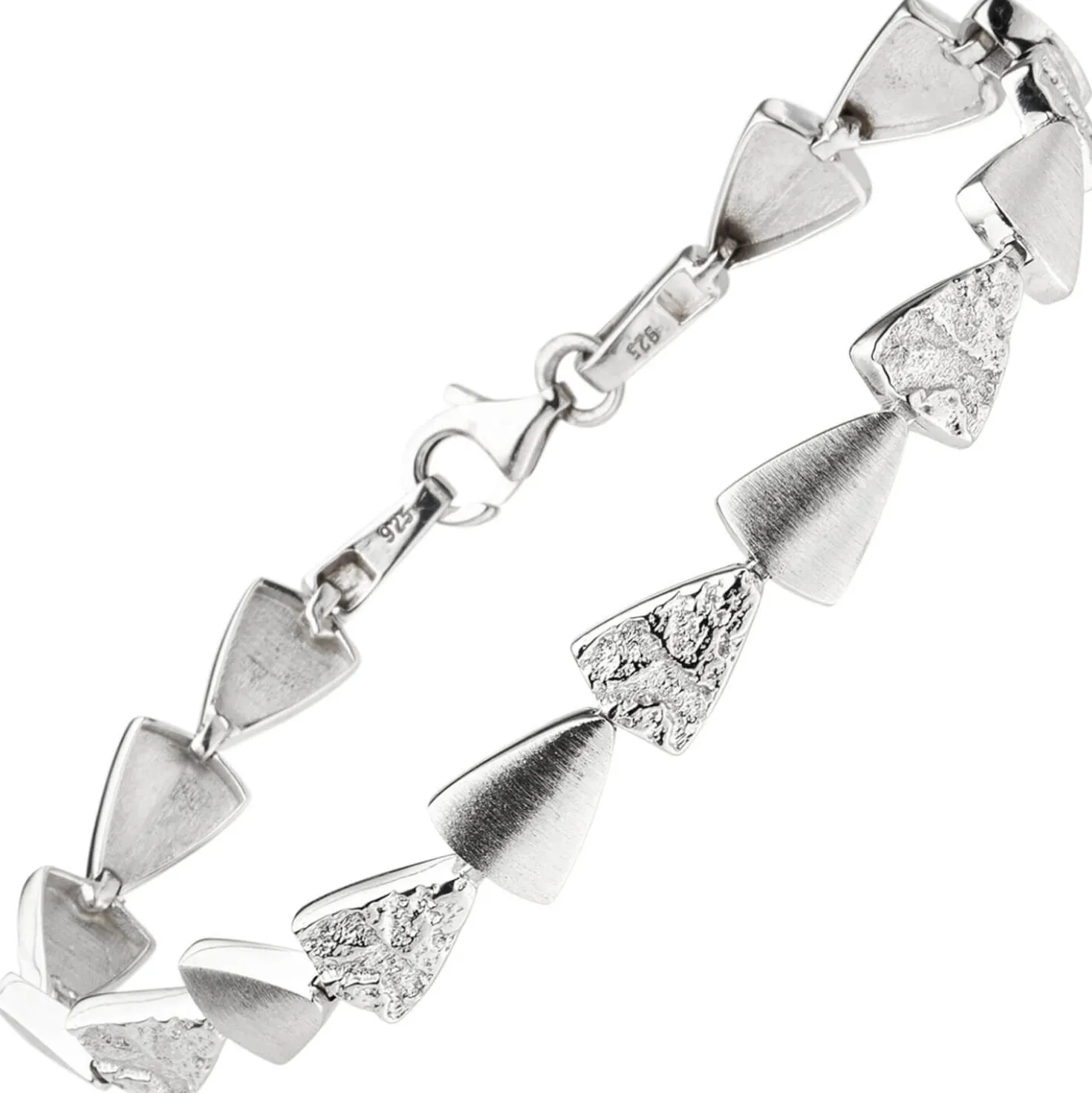 7,7mm Armband aus 925 Silber mattiert & gehämmert 19cm Armschmuck Damen