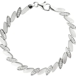 6,4mm Armband aus 925 Silber matt mit 52 weißen Zirkonia 19cm Armschmuck Damen