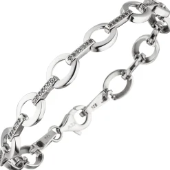 8mm Armband aus 925 Silber mit 70 weißen Zirkonia 19cm Armkette Armschmuck Damen