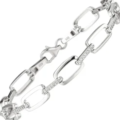 7,2mm Armband aus 925 Silber mit 56 weißen Zirkonia 19cm Armschmuck Damen