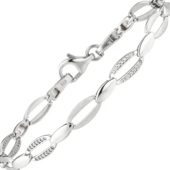 5,8mm Armband aus 925 Silber mit 70 Zirkonia 19,5cm Armschmuck Armkette Damen