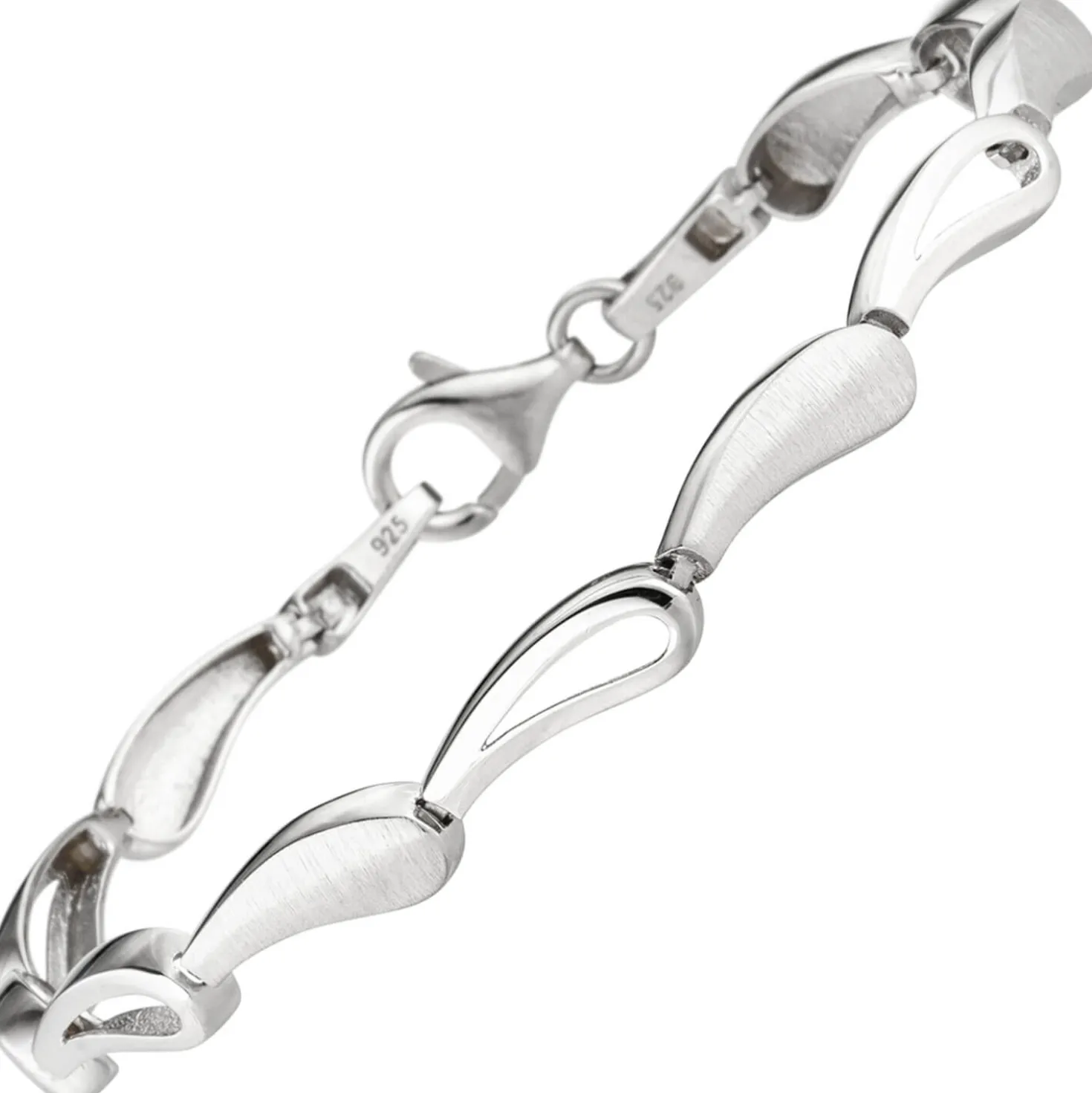 5,7mm Armband aus 925 Silber rhodiniert & teilmattiert 19cm Armschmuck Damen
