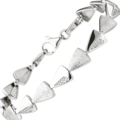 7,9mm Armband aus 925 Silber teilmatt mit 42 Zirkonia 19cm Armschmuck Damen