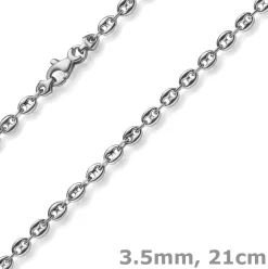 3,5mm Armband Bohnenkette Schiffsankerkette aus 585 Gold Weißgold 21cm