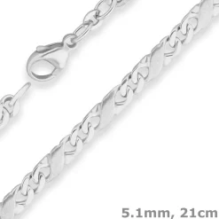 5,1mm Armband Dollarkette Armschmuck aus 925 Silber matt-glänzend 21cm