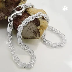 3mm Armband Doppelankerkette Armkette Kette, 925 Silber, 19cm, Unisex
