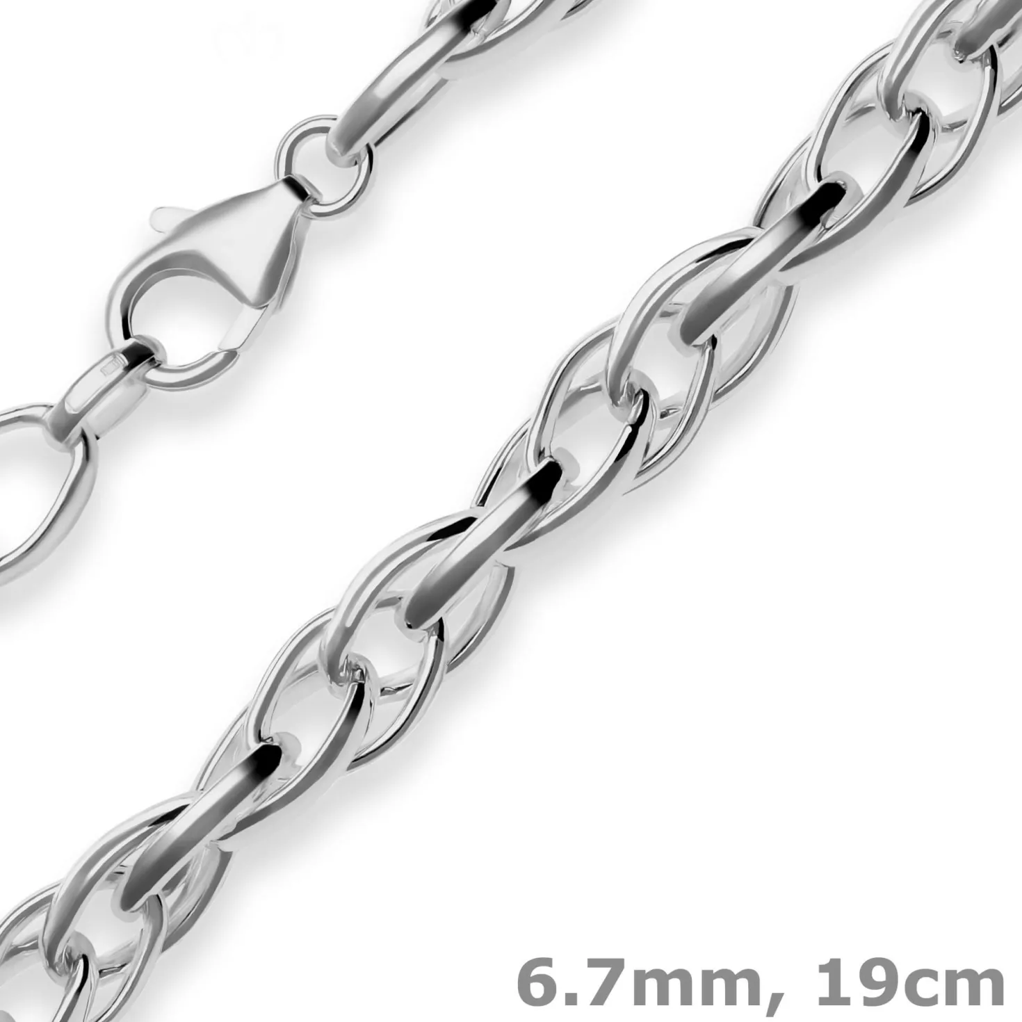6,7mm Armband Doppelankerkette Armschmuck aus 925 Silber rhodiniert 19cm