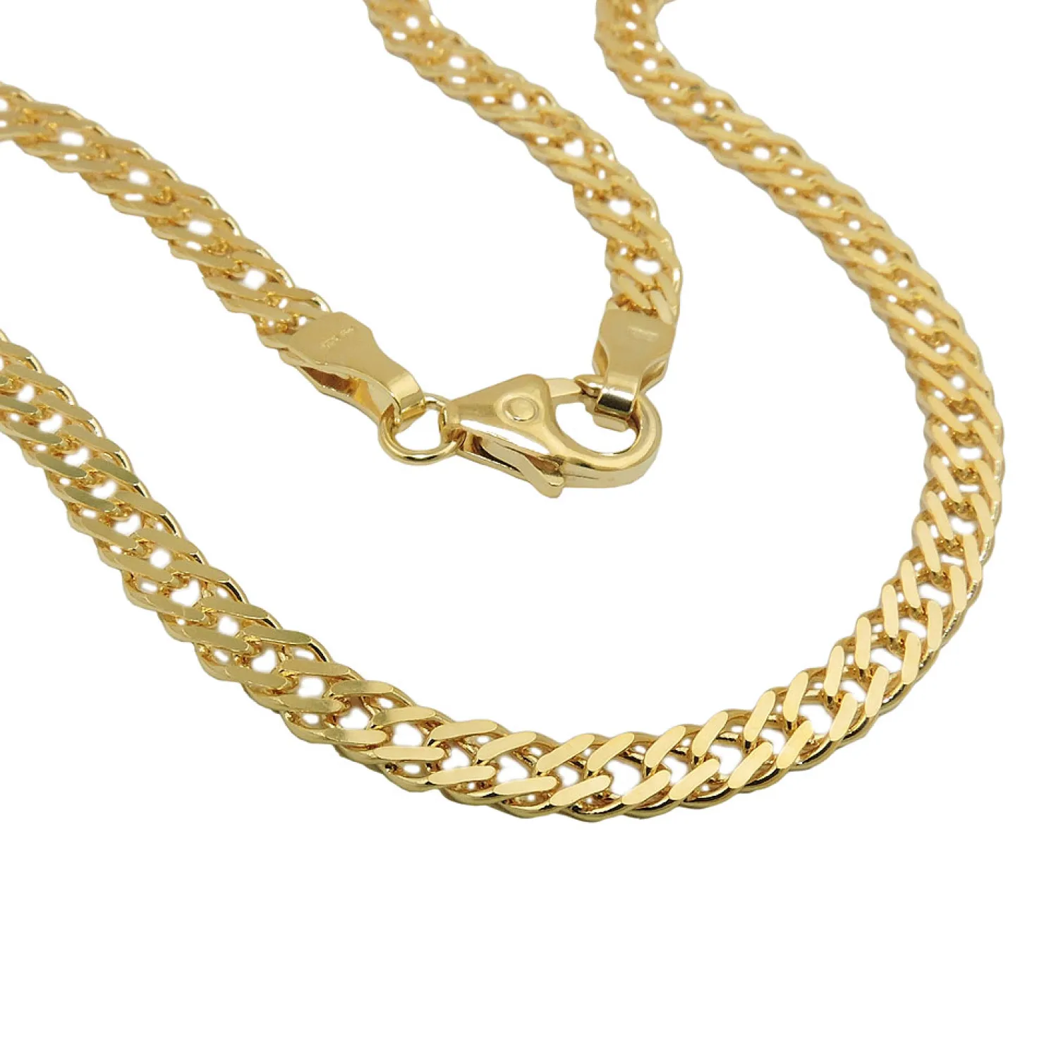 3,7mm Armband Doppelpanzerkette Armkette Armschmuck, 585 Gold Gelbgold, 19cm