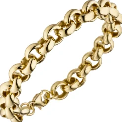 10,2mm Armband Erbsarmband Armkette aus 925 Silber in Gelbgold vergoldet, 21cm