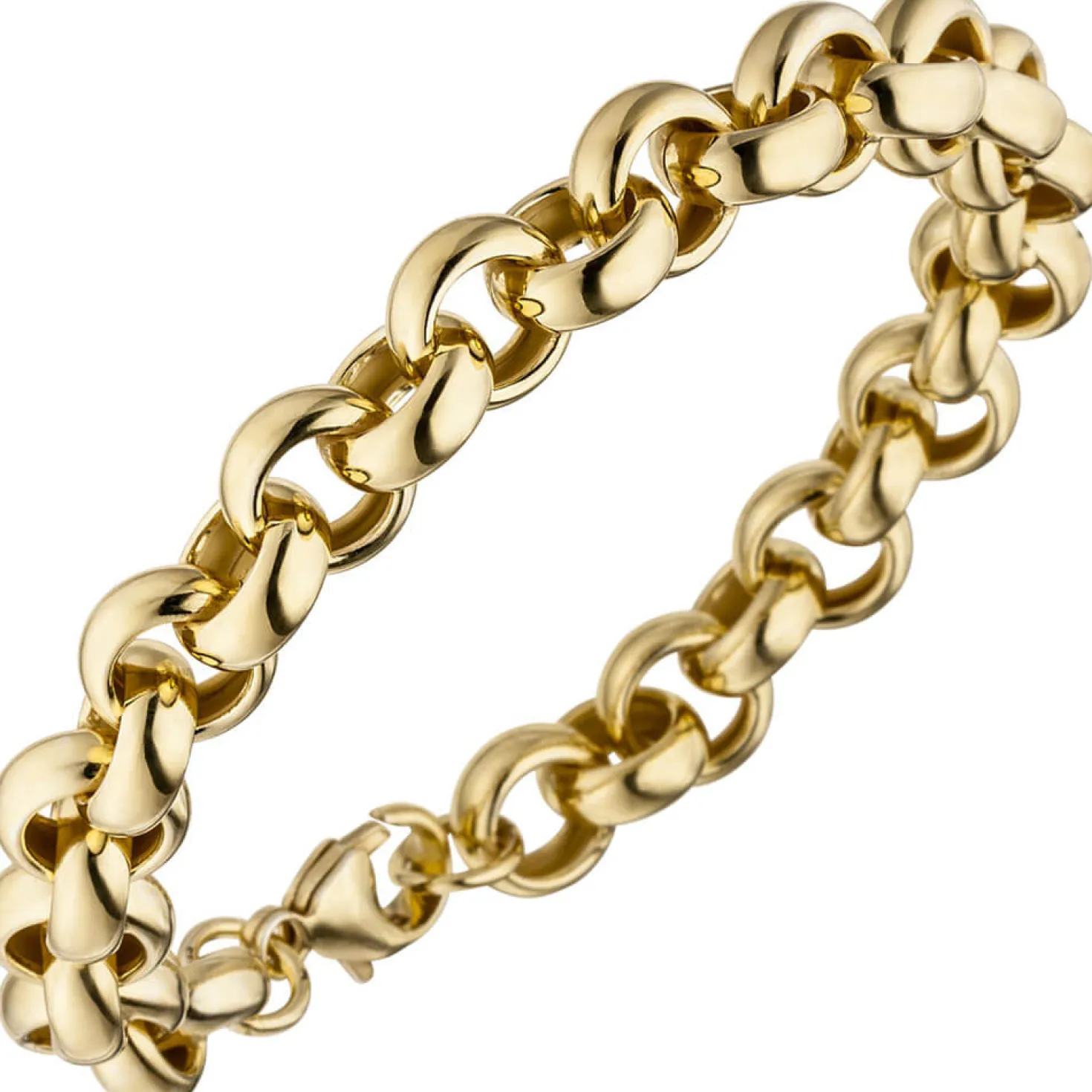 10,2mm Armband Erbsarmband Armkette aus 925 Silber in Gelbgold vergoldet, 21cm