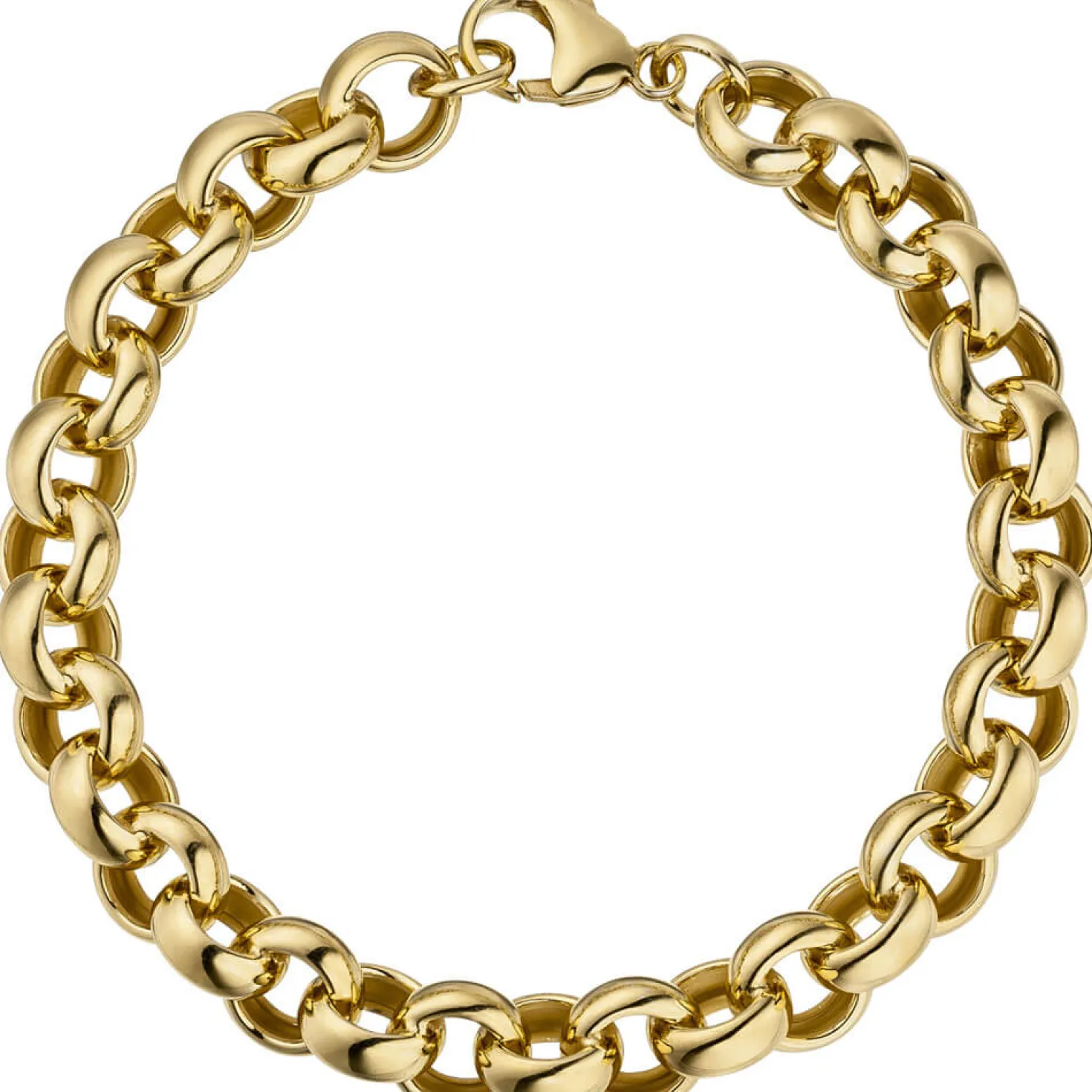 10,2mm Armband Erbsarmband Armkette aus 925 Silber in Gelbgold vergoldet, 21cm
