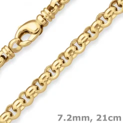 7,2mm Armband Erbskette Goldarmband Armschmuck aus 585 Gold Gelbgold 21cm