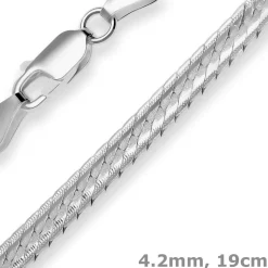 4,2mm Armband Fantasiekette Armschmuck aus 925 Silber rhodiniert 19cm