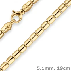 5,1mm Armband Fantasiekette Goldarmband Armschmuck aus 585 Gold Gelbgold 19cm