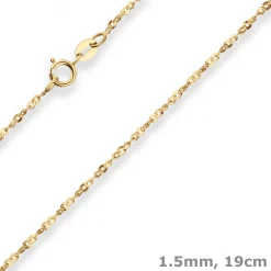1,5mm Armband Fantasiekette Goldarmband Armschmuck aus 750 Gold Gelbgold 19cm