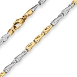 3,7mm Armband Fantasiekette Goldarmband Armschmuck aus 375 Gold gelb/weiß 19cm