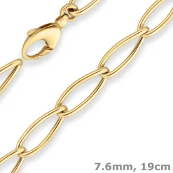 7,6mm Armband Fantasiekette Goldarmband Armschmuck aus 585 Gold Gelbgold 19cm