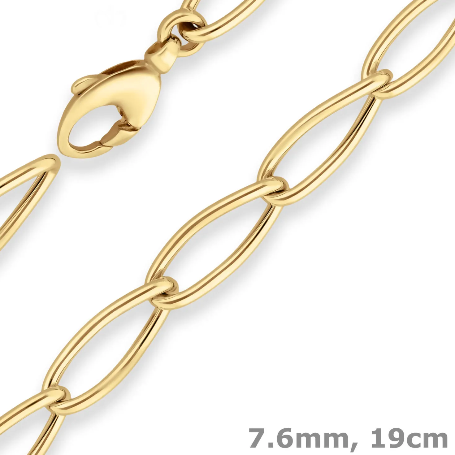 7,6mm Armband Fantasiekette Goldarmband Armschmuck aus 585 Gold Gelbgold 19cm