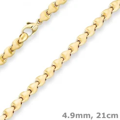 4,9mm Armband Fantasiekette Goldarmband Armschmuck aus 585 Gold Gelbgold 21cm