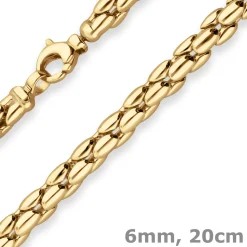 6mm Armband Fantasiekette Goldarmband Armschmuck aus 585 Gold Gelbgold 20cm