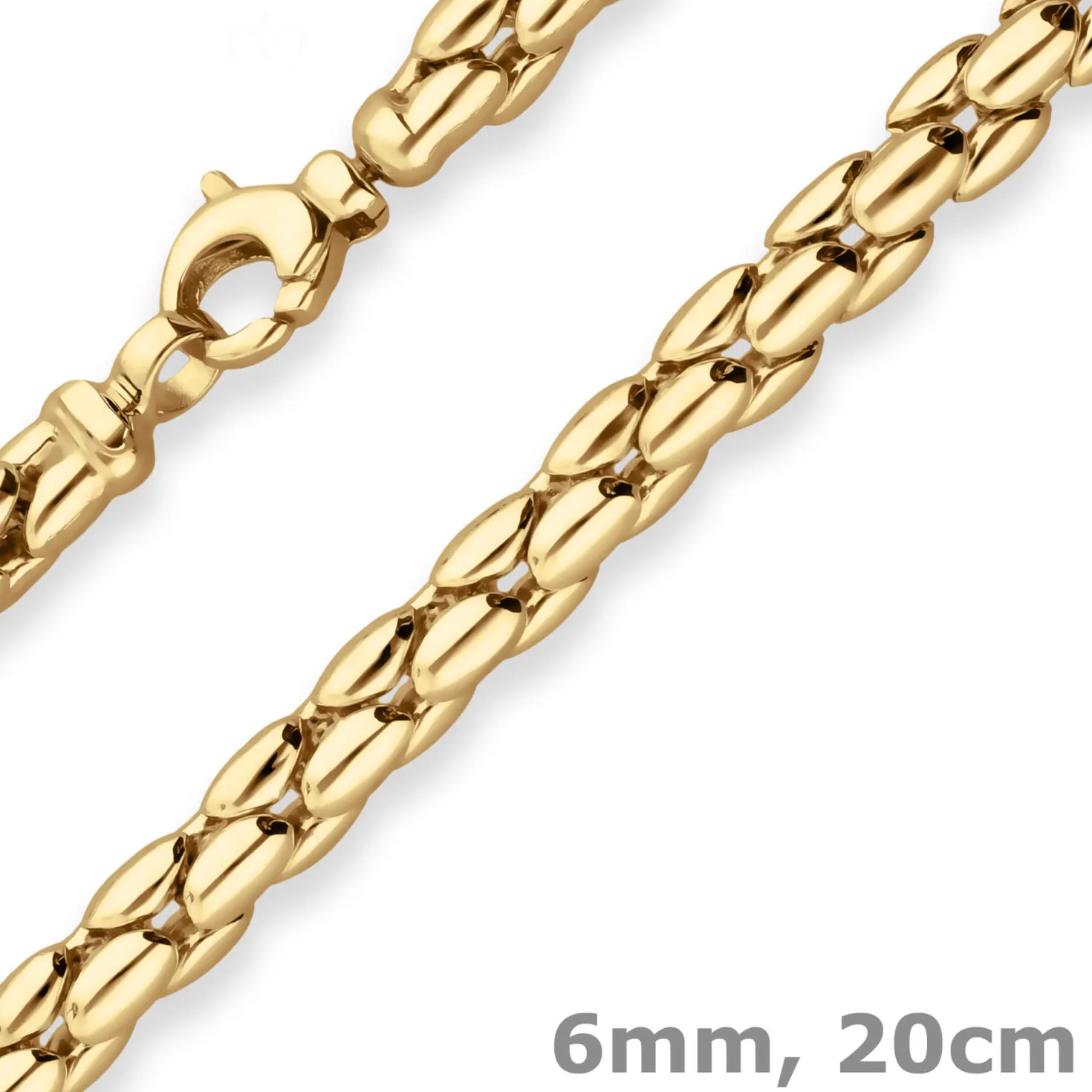 6mm Armband Fantasiekette Goldarmband Armschmuck aus 585 Gold Gelbgold 20cm