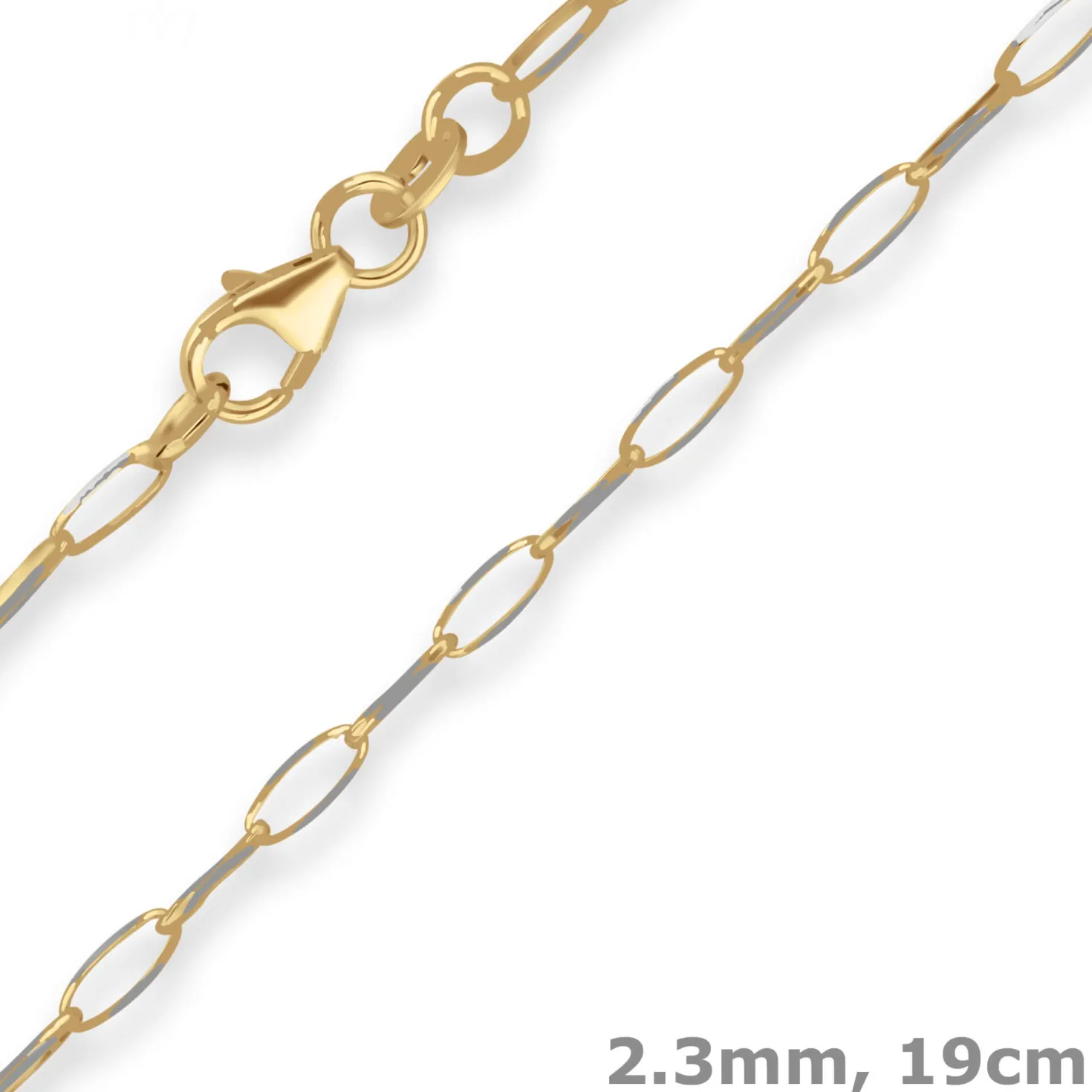 2,3mm Armband Fantasiekette Goldarmband Armschmuck aus 375 Gold gelb/weiß 19cm