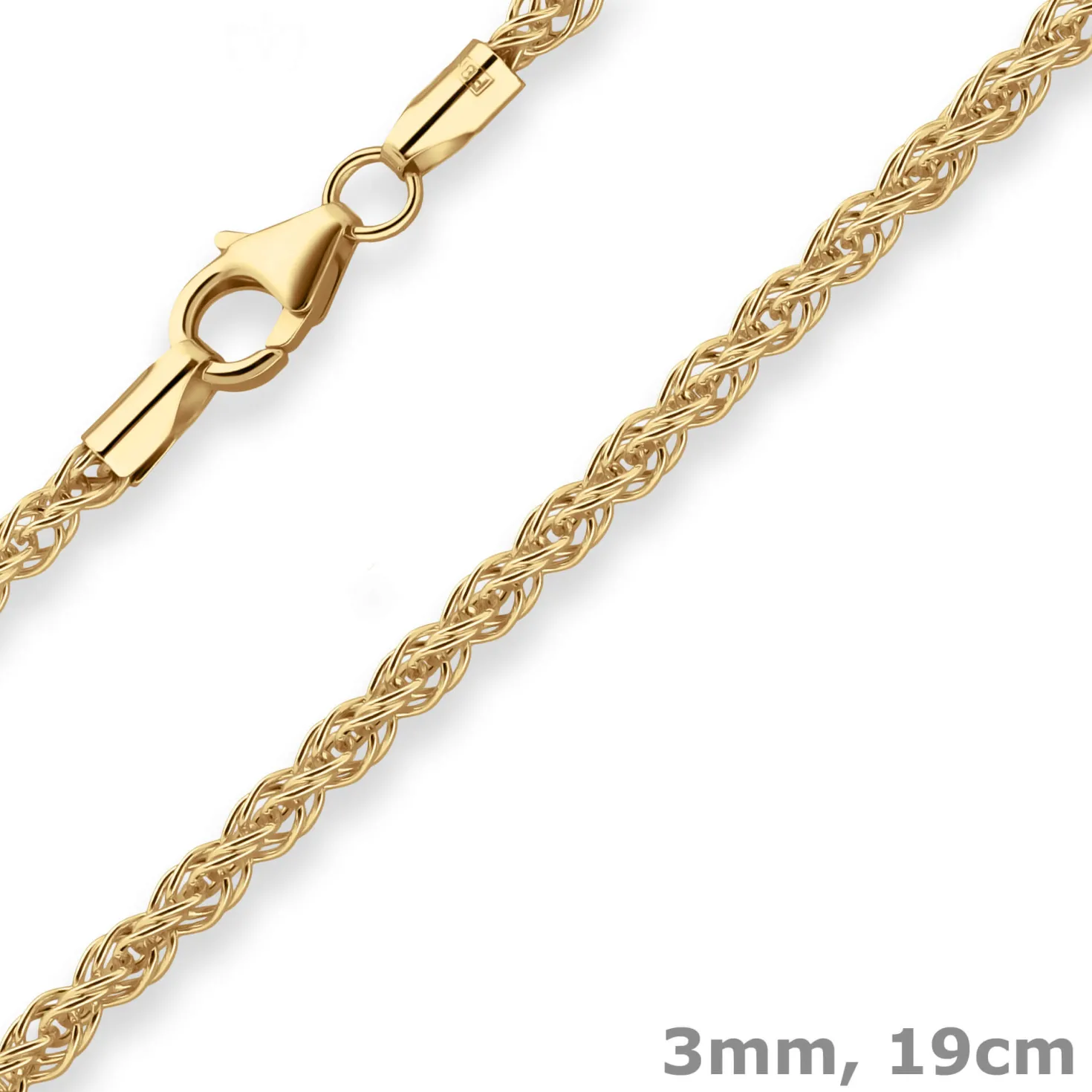 3mm Armband Fantasiekette Goldarmband Armschmuck aus 375 Gold Gelbgold 19cm