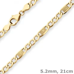 5,2mm Armband Fantasiekette Goldarmband Armschmuck aus 333 Gold Gelbgold 21cm