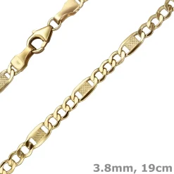 3,8mm Armband Fantasiekette Goldarmband Armschmuck aus 333 Gold Gelbgold 19cm